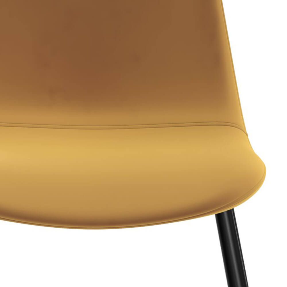 chaise scandinave en velours jaune lot de 2 malrik pieds metal noir