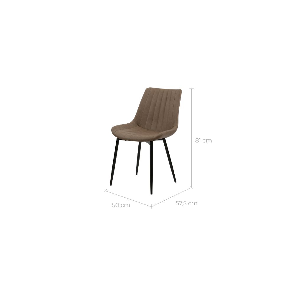 chaise taupe en cuir synthetique killi pieds metal noir