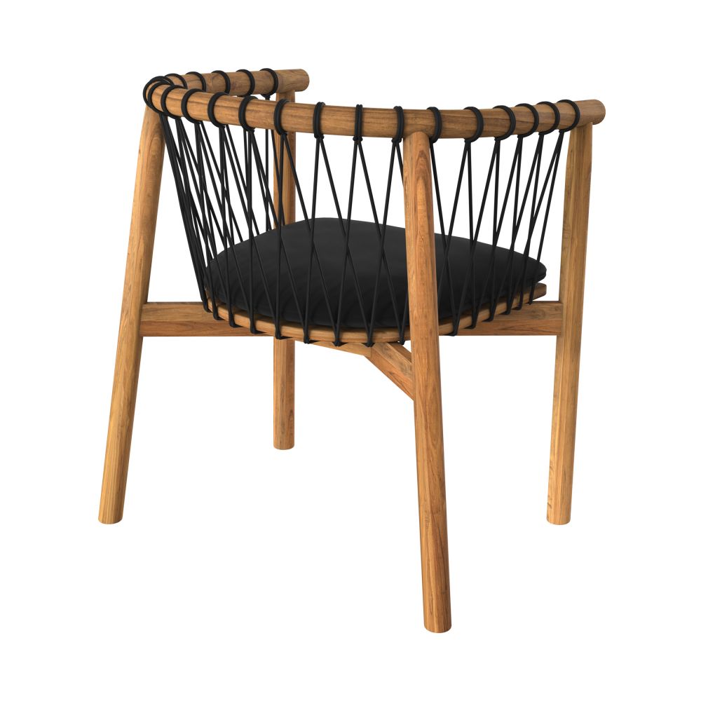 chaise yago de jardin en bois de teck et tissu noir
