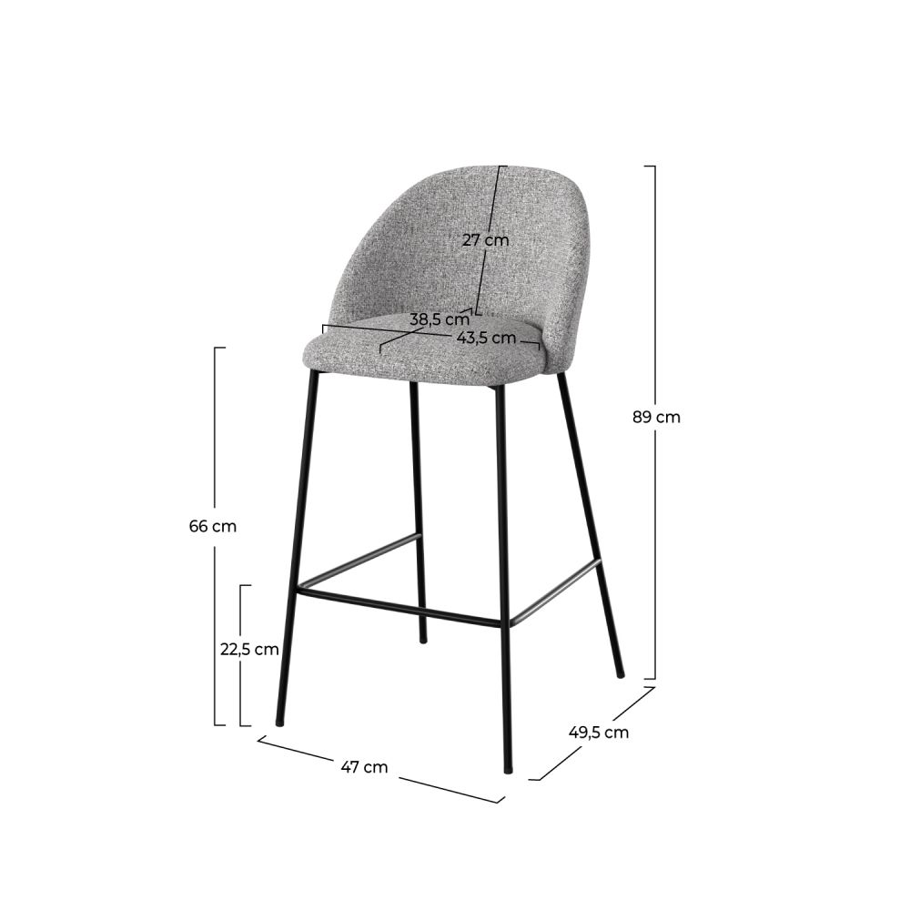 chaises de bar tissu gris chine 66 cm karl lot de 2