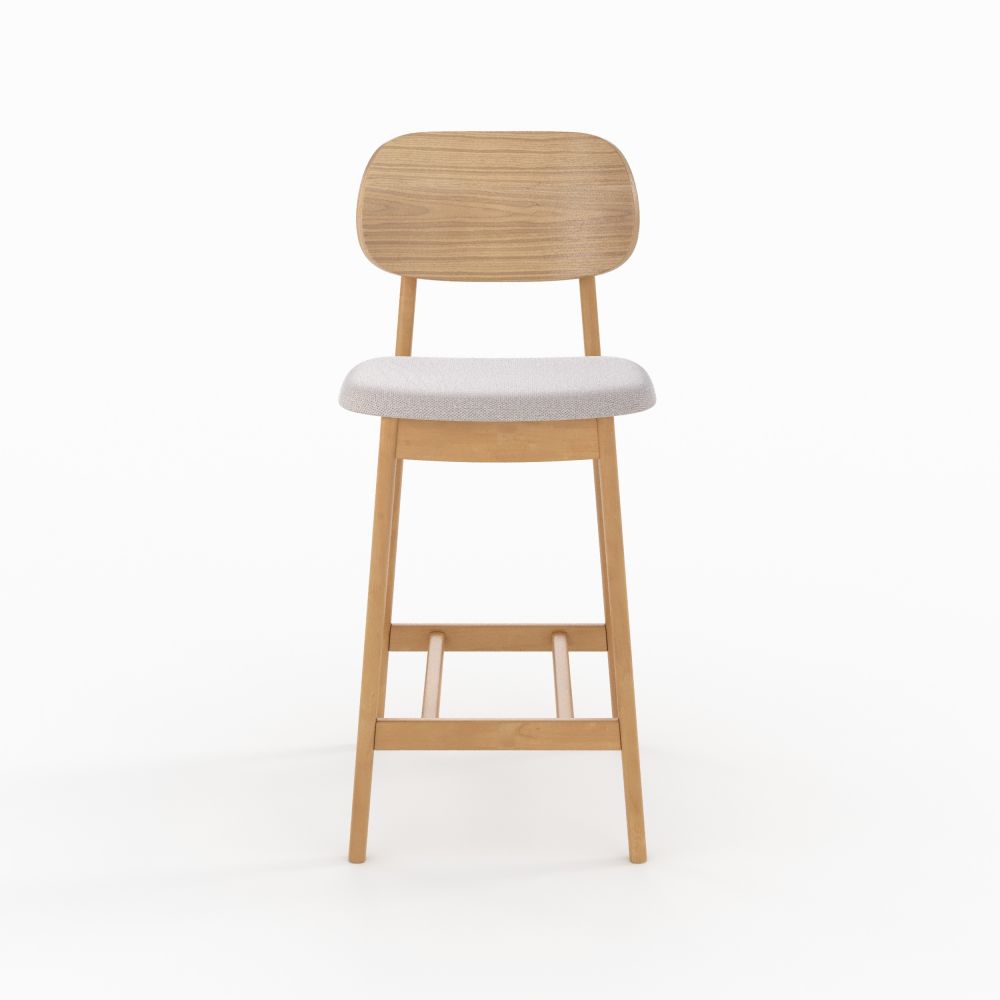charlize chaise pour ilot central 66 cm en bois clair et tissu beige lot de 2