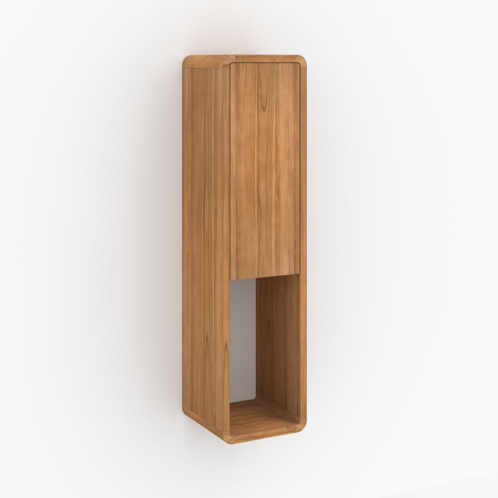 colonne de salle de bain kafa en bois de teck rangement suspendue_1