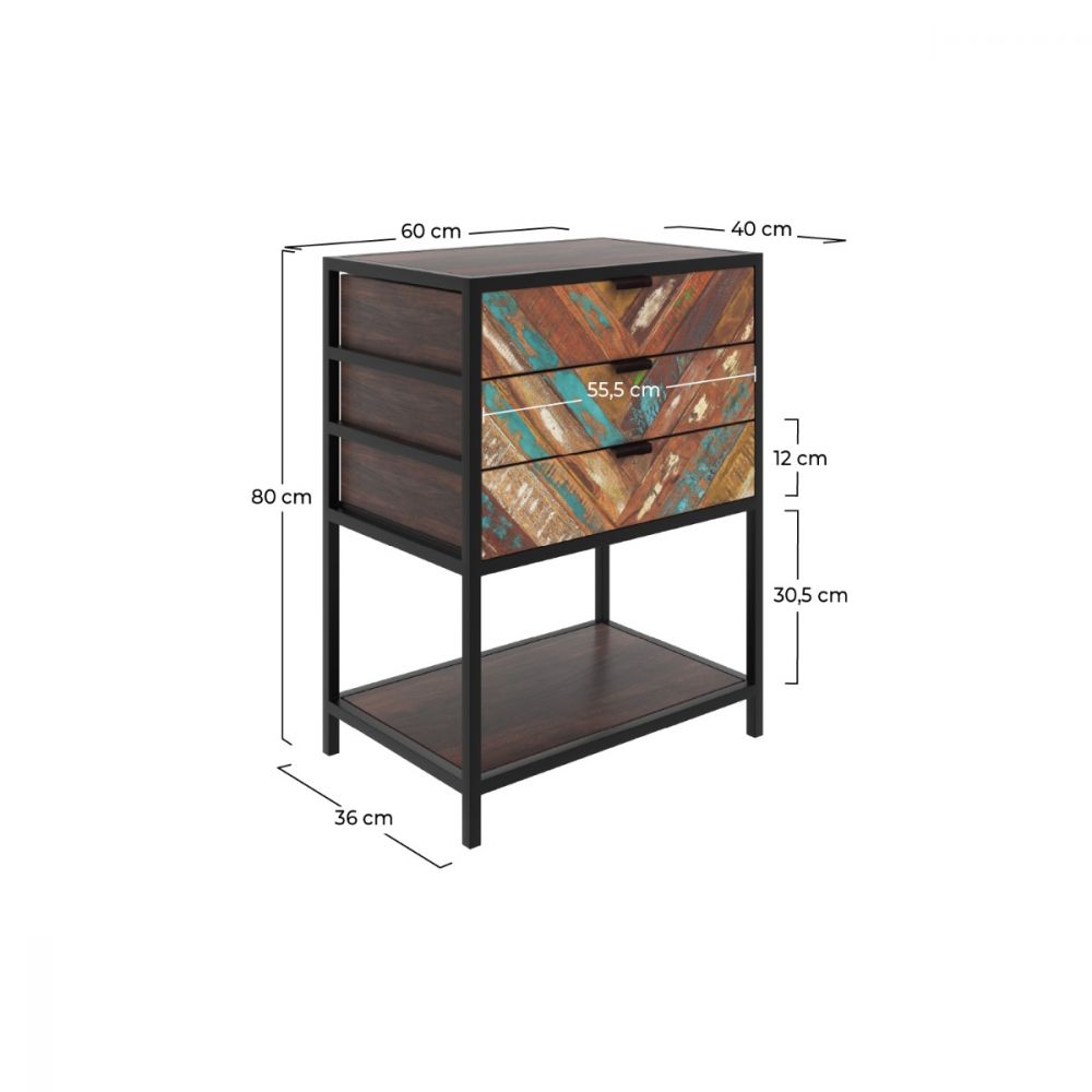 commode en bois d accacia et bois recycle 1 etagere krabi