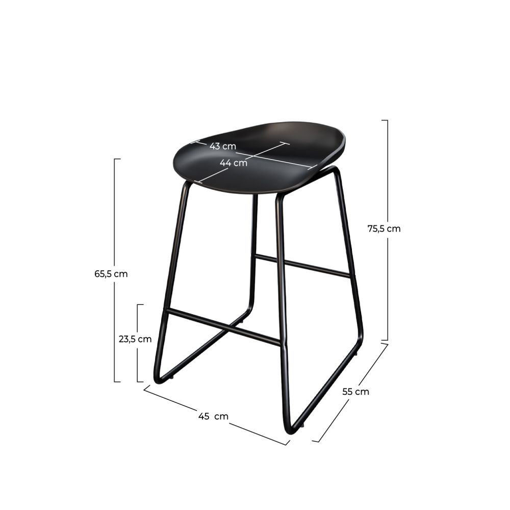 dimensions chaise de bar yoshi design metal noir