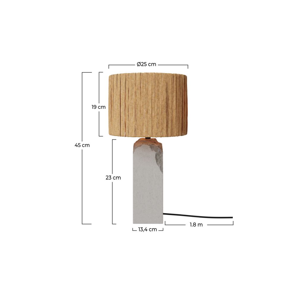 dimensions lampe a poser mya raphia beton