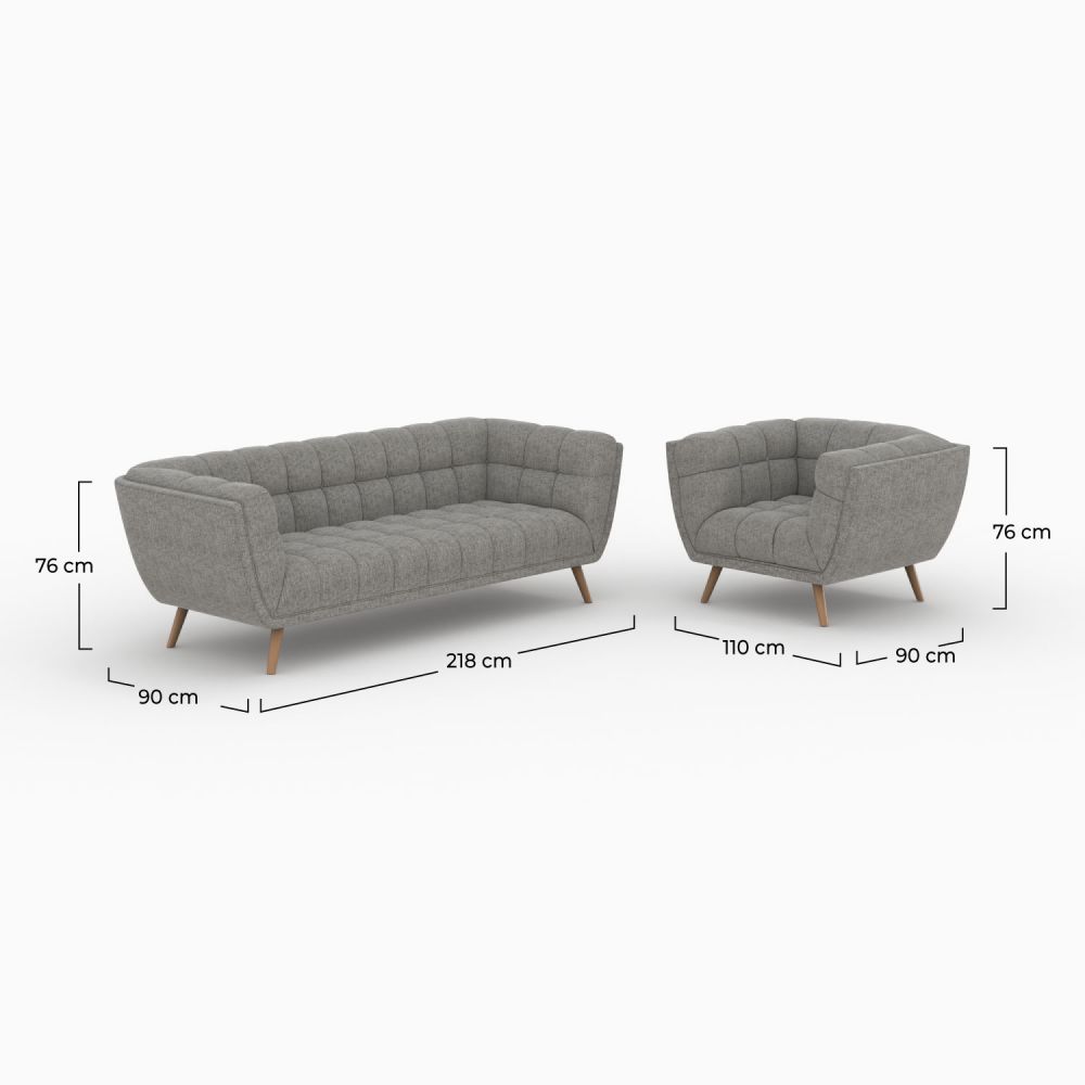ensemble canape et fauteuil en tissu gris carmen rdv deco