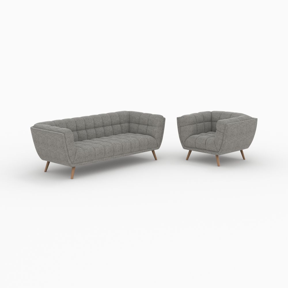 ensemble canape fauteuil en tissu gris 4 places carmen