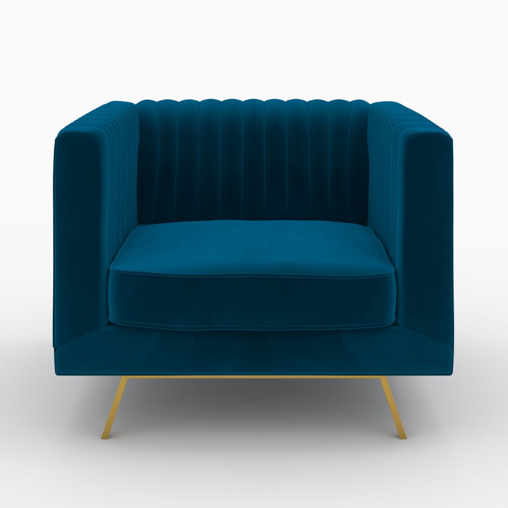 ensemble canape fauteuil gatsby velours bleu fonce