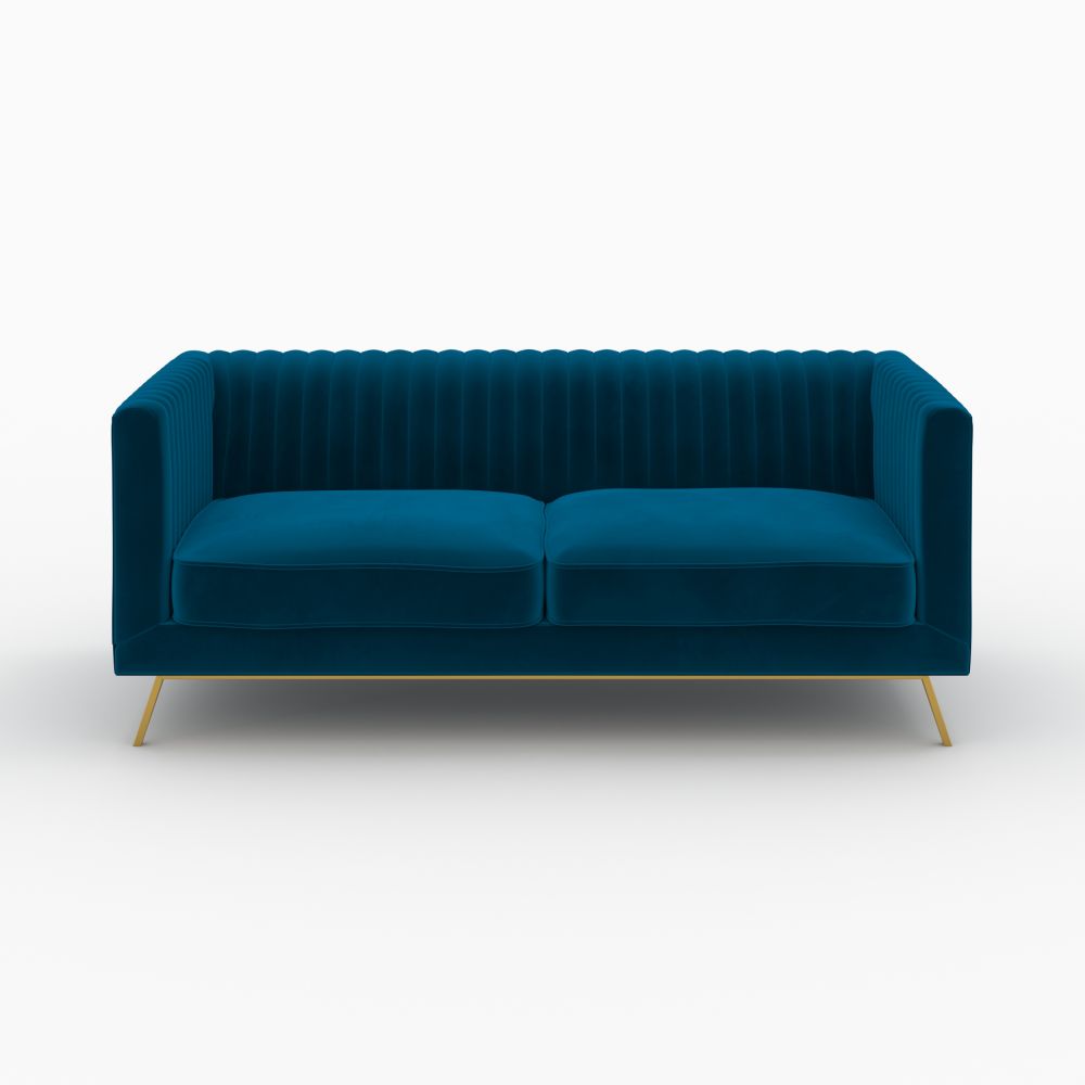 ensemble canape gatsby velours bleu fonce 5 places