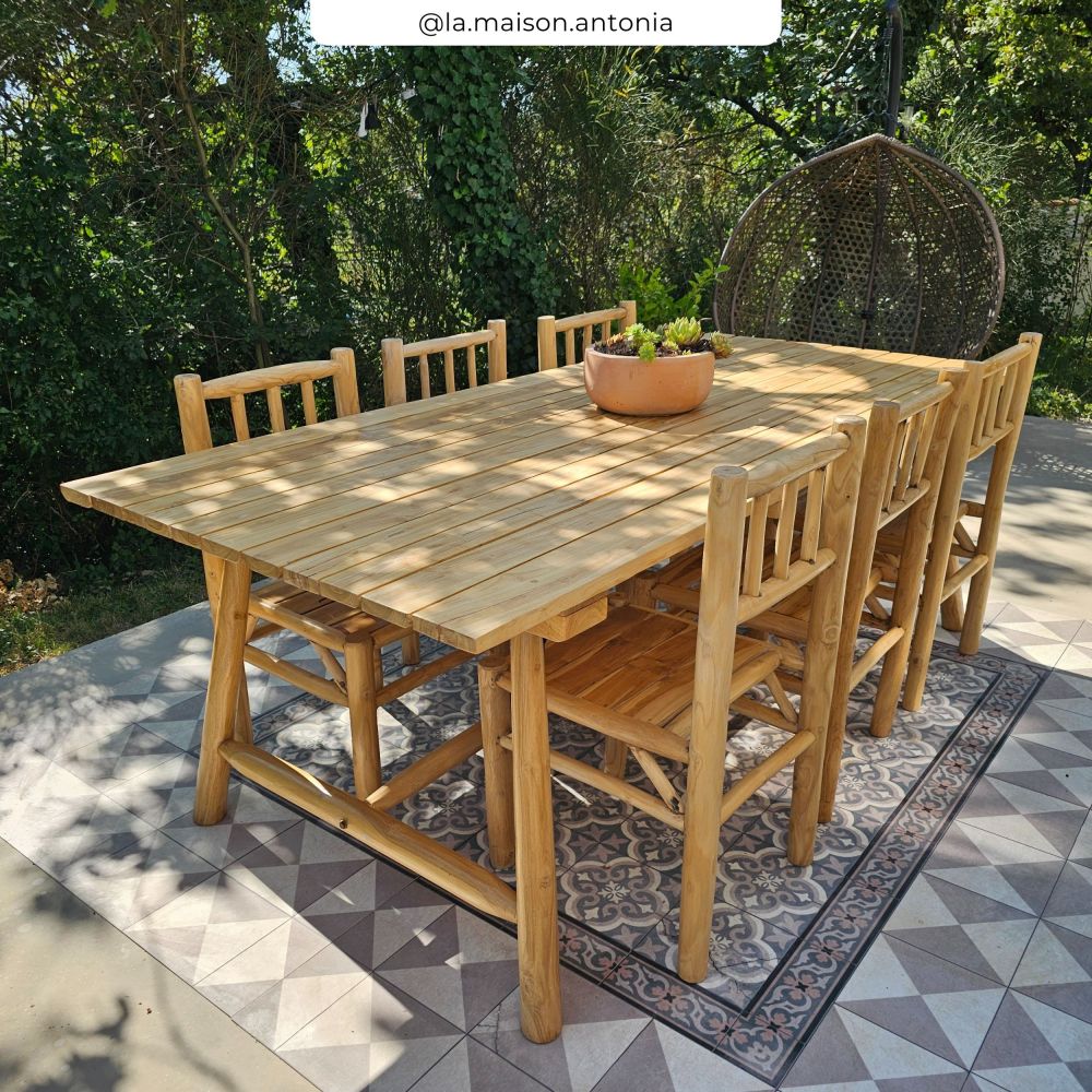 ensemble table et chaise de jardin morillo pack teck massif