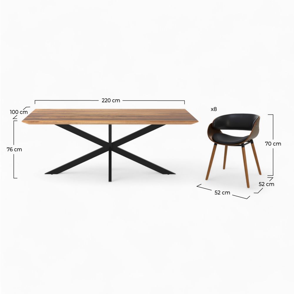 ensemble table et chaises 8 personnes surdiman cuir et bois