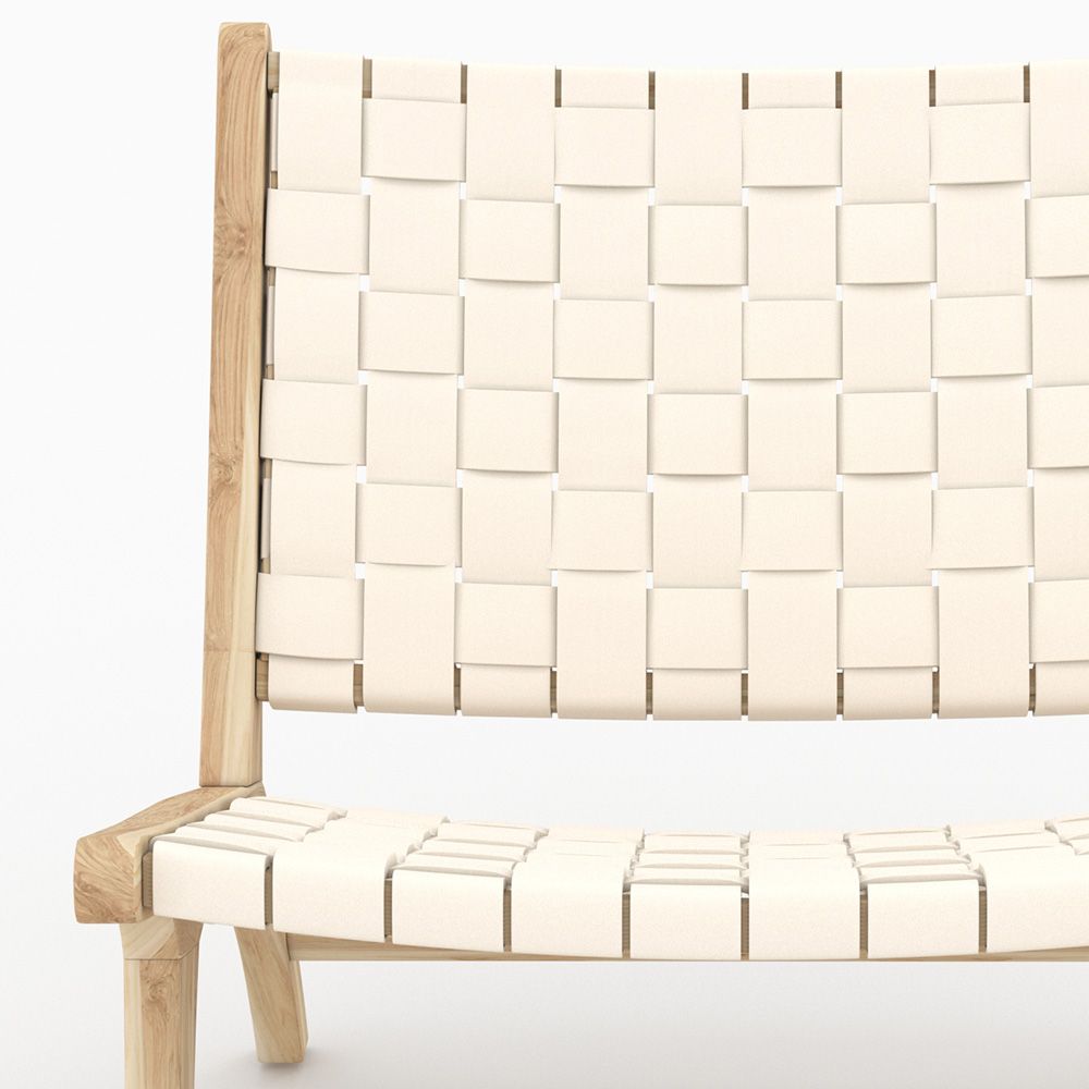 fauteuil bois et cuir kuna blanc tresse