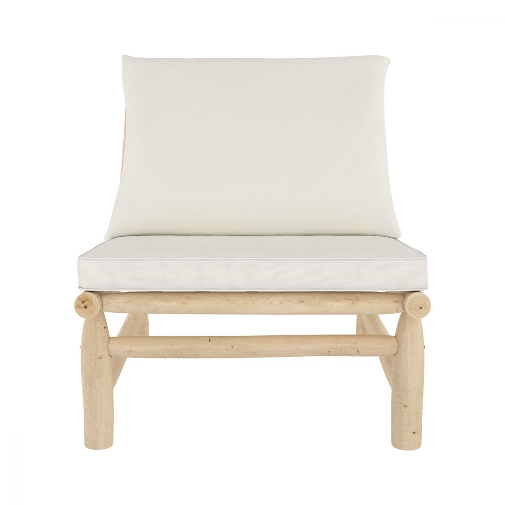 fauteuil de jardin makam en teck et coussins blanc