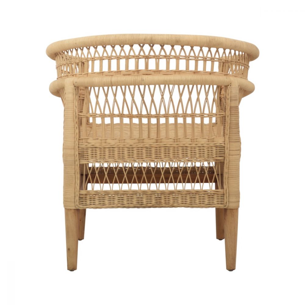 fauteuil en rotin nature medan avec accoudoirs