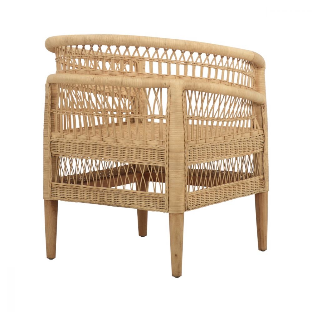 fauteuil en rotin naturel avec accoudoirs medan