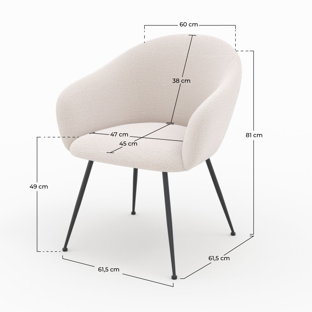 fauteuil en tissu blanc chine accoudoirs socky