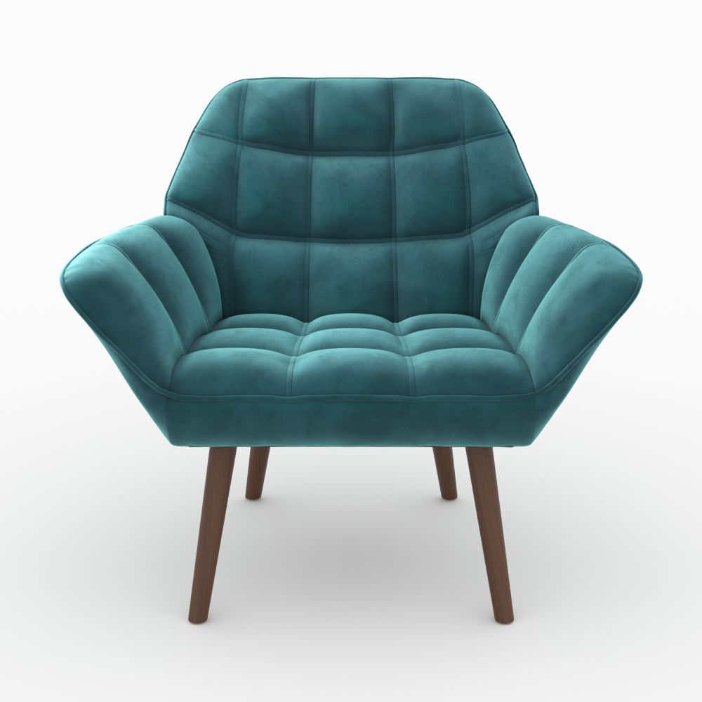 fauteuil en velours bleu canard simba