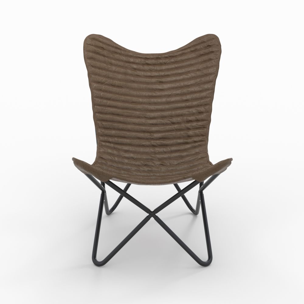 fauteuil papillon en cuir vert pieds noir octave
