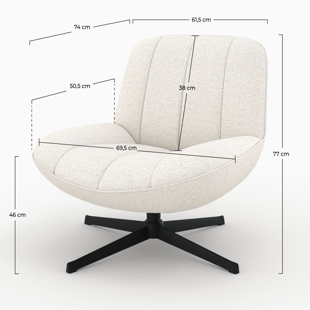 fauteuil pivotant en tissu boucle blanc casse elvis