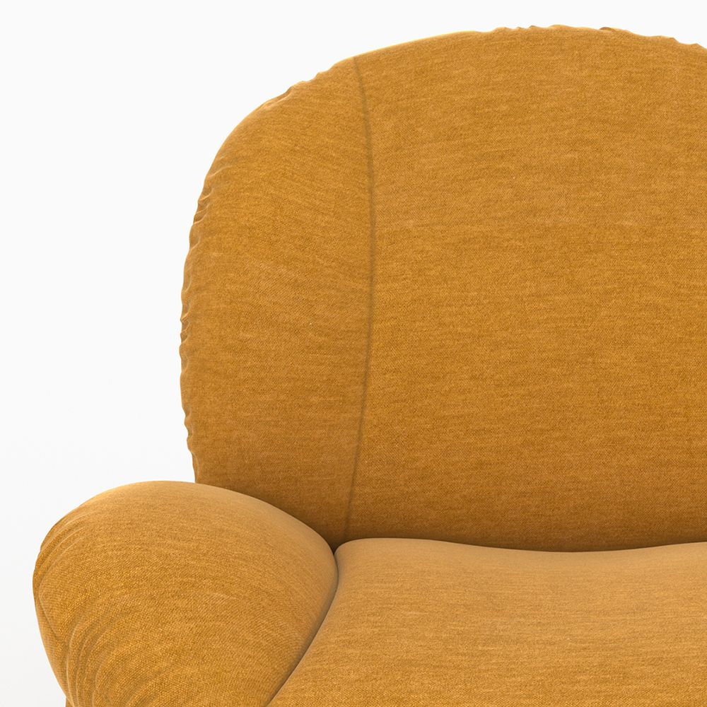 fauteuil pivotant en tissu effet velours jaune moutarde