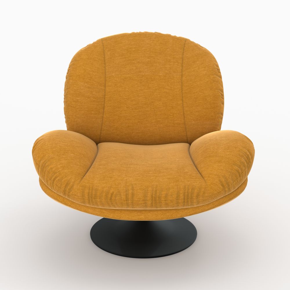 fauteuil pivotant ricci tissu effet velours jaune moutarde