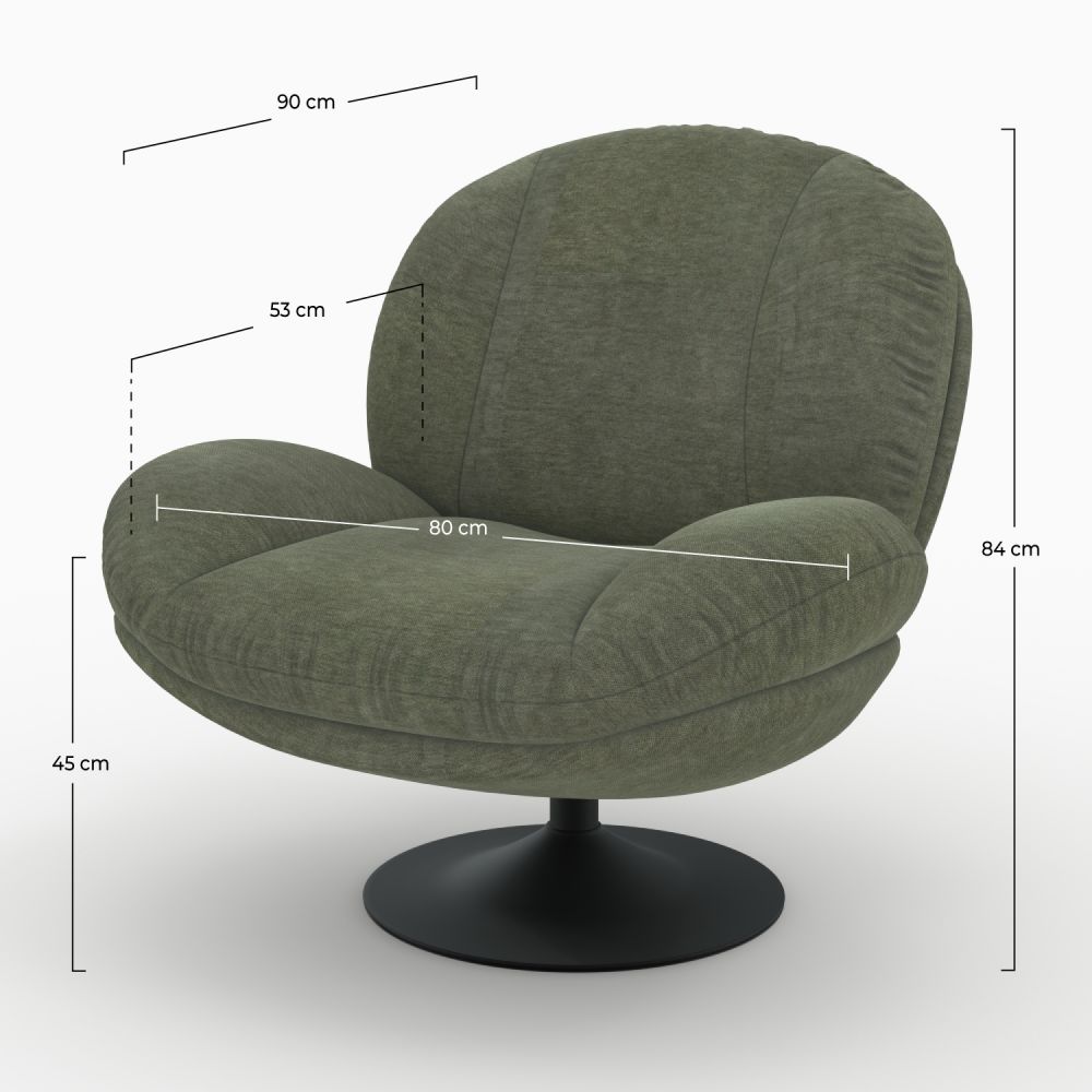 fauteuil ricci pivotant effet velours vert kaki_1