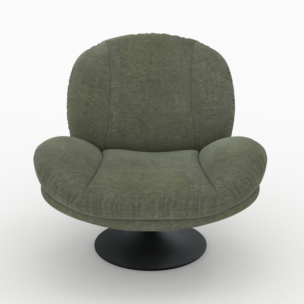 fauteuil ricci pivotant tissu effet velours vert kaki