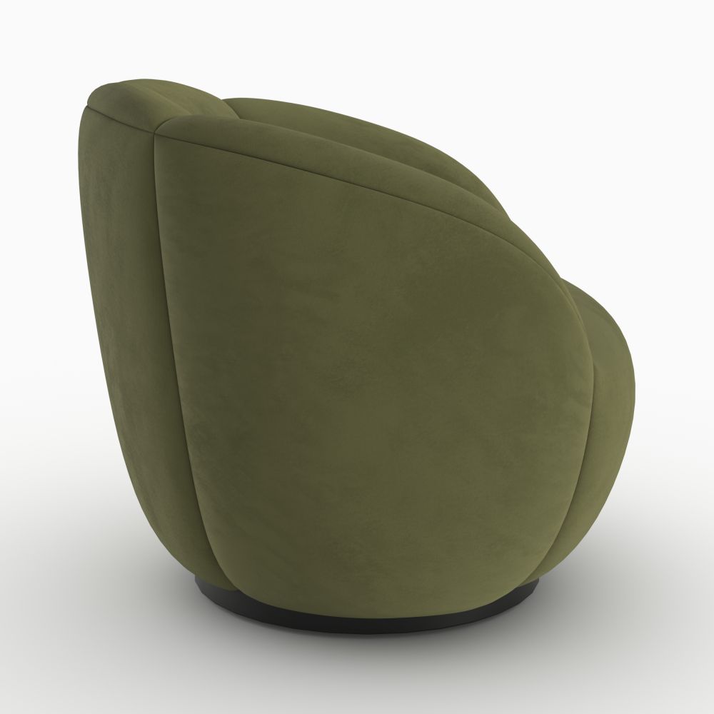 fauteuil rond pivotant velours vert yse