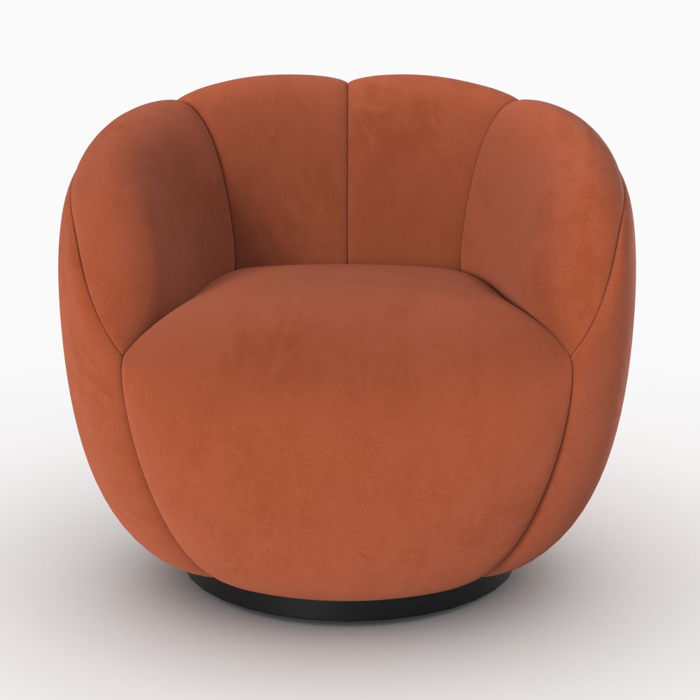 fauteuil rouge fonce yse pivotant velours style coquillage