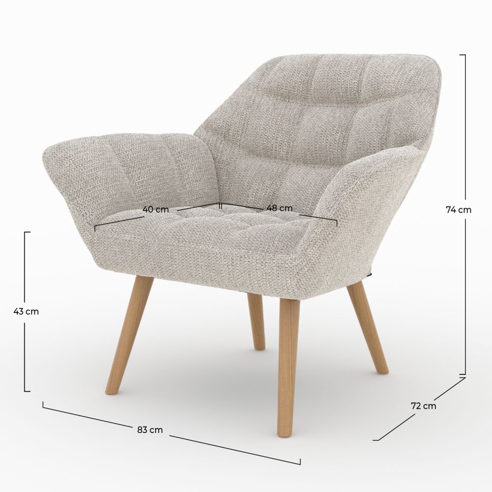 fauteuil tissu gris clair simba