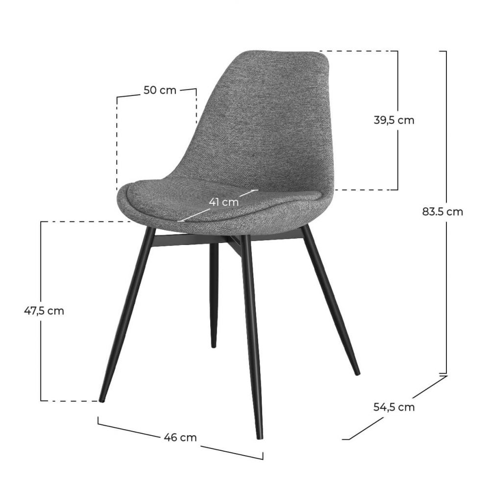 flippi chaise en tissu gris fonce chine lot de 2