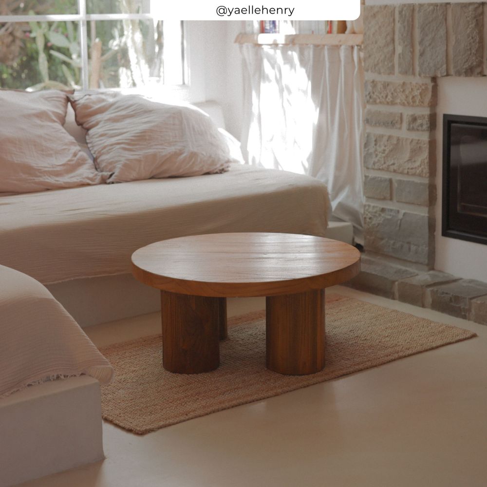 galia table basse ronde marron bois orme