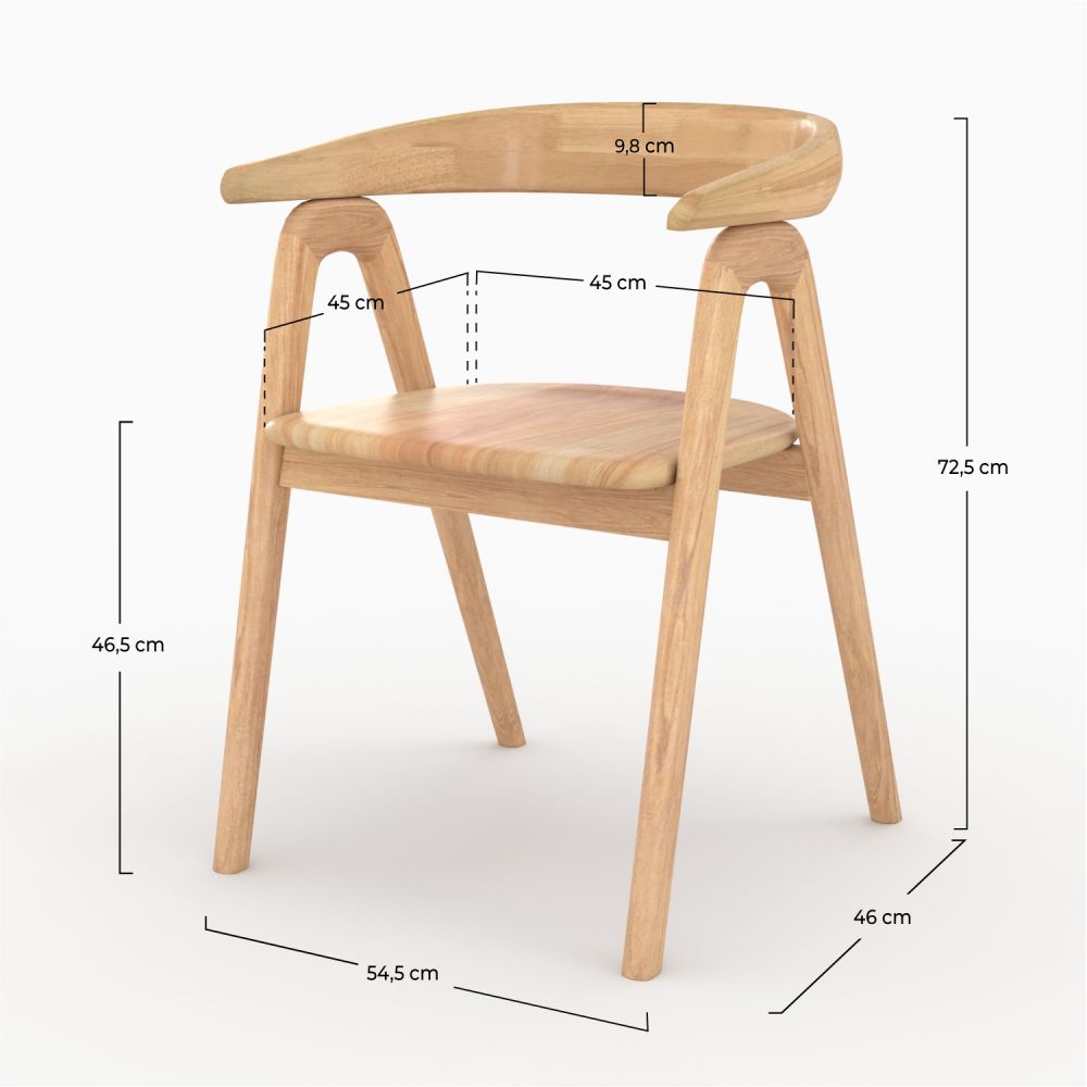 hawa chaise en bois d hevea clair accoudoirs