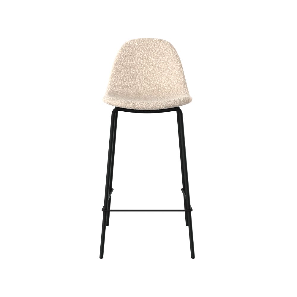 henrik chaise pour ilot central en tissu boucle beige pieds metal noir lot de 2