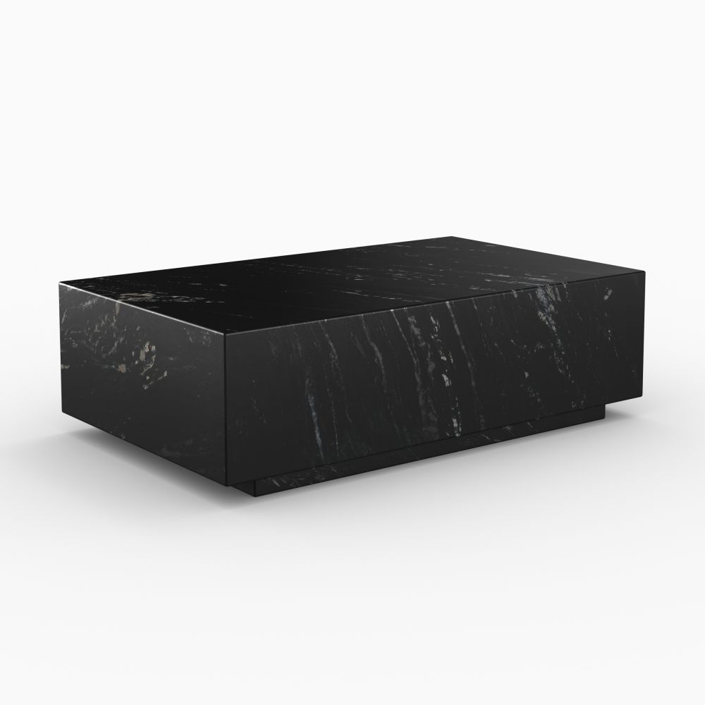 izae table basse noire en marbre rectangulaire