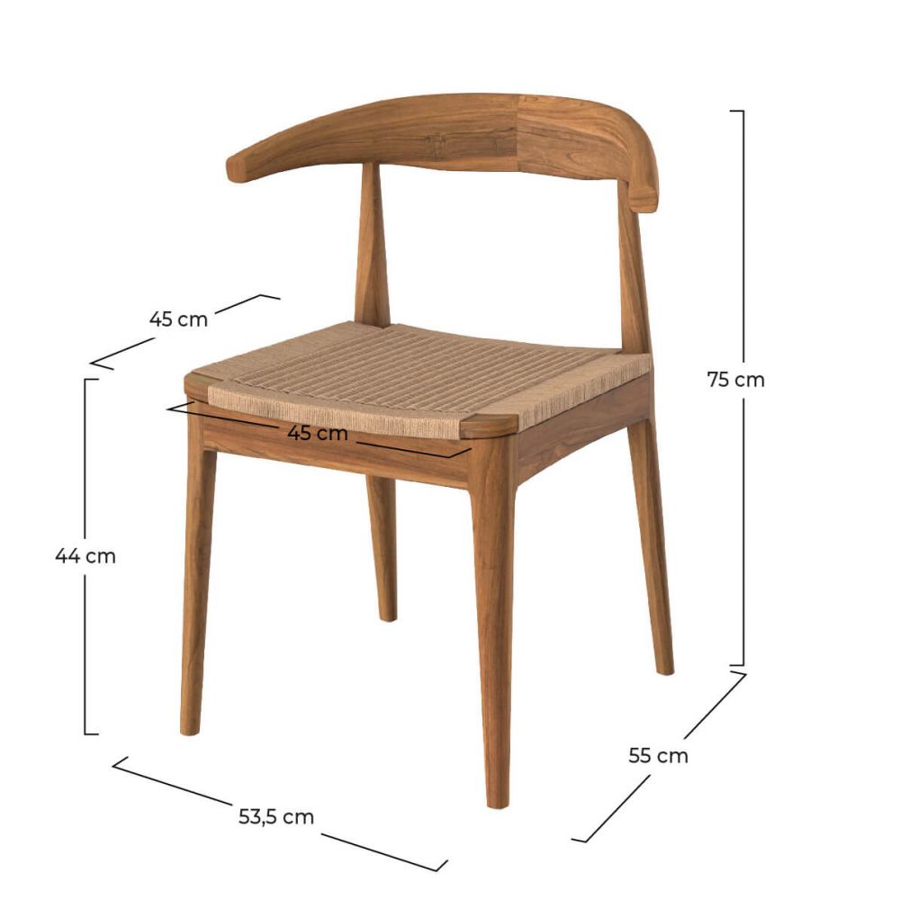 java chaise en bois de teck cordage type loom