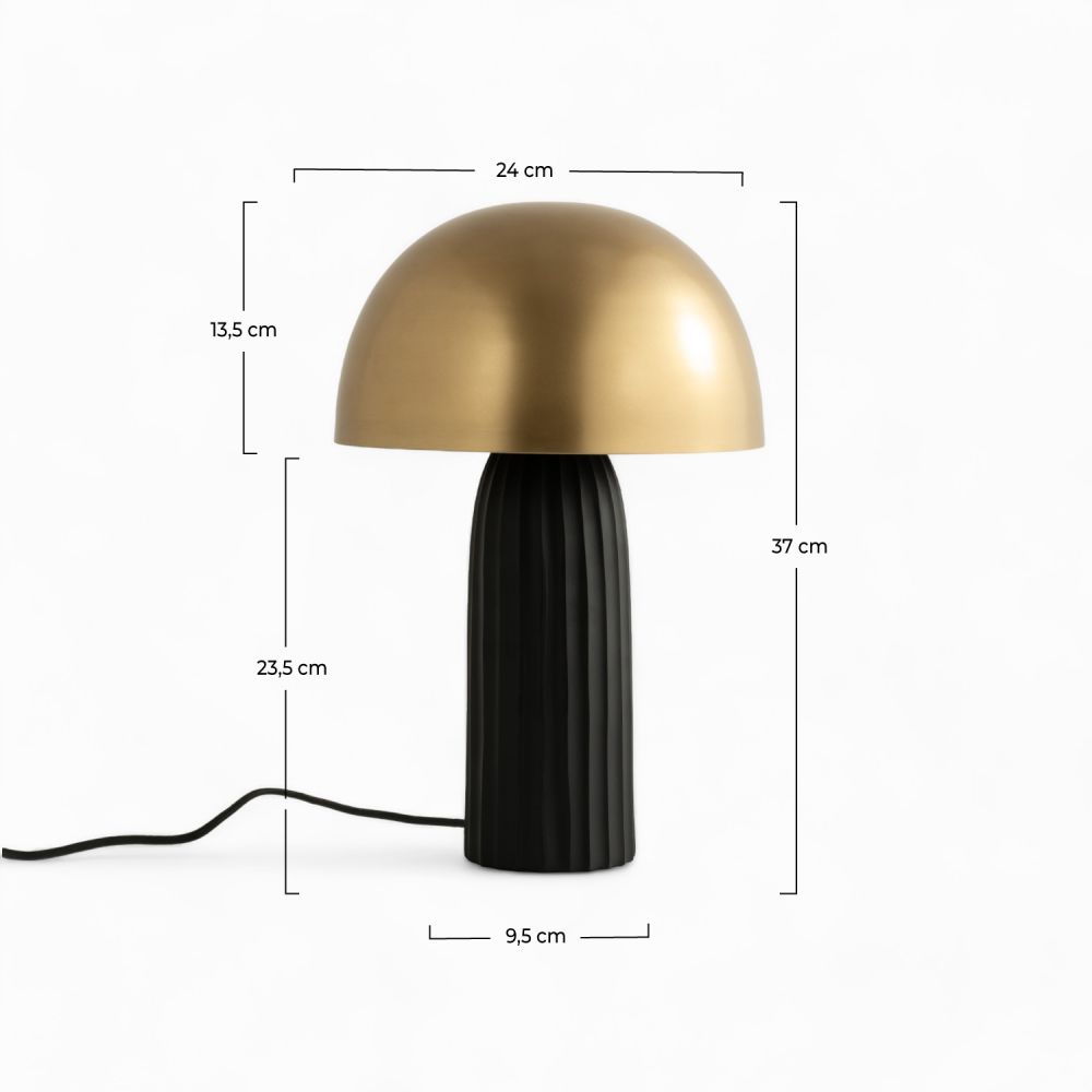 joy lampe champignon en metal noir dore