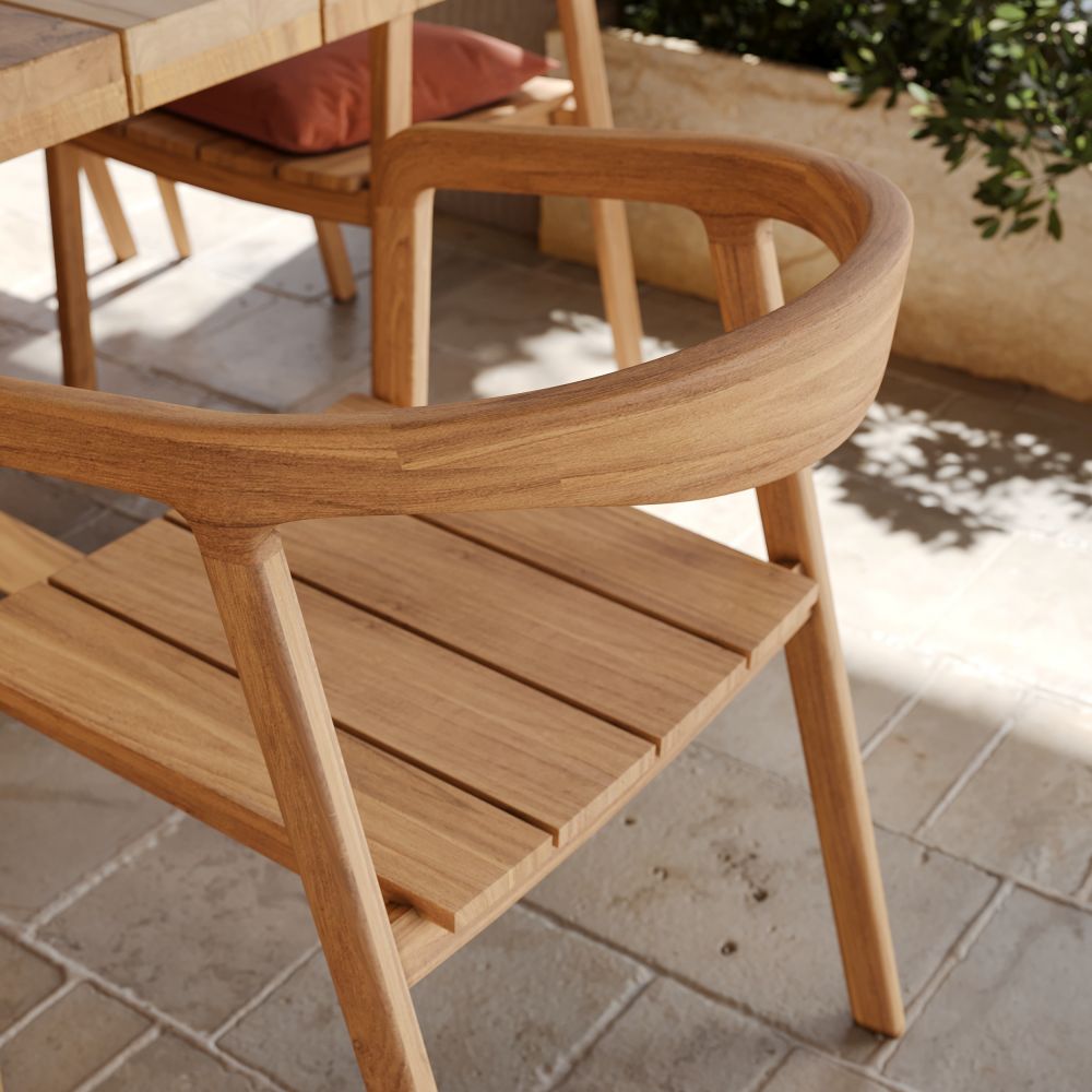 kora chaise de jardin en bois de teck massif zoom matiere