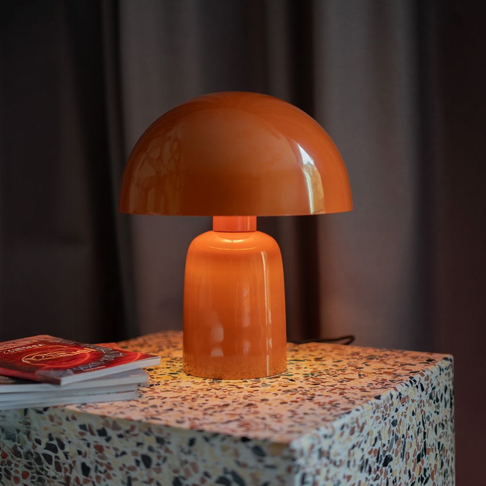 lampe a poser orange coloree champignon