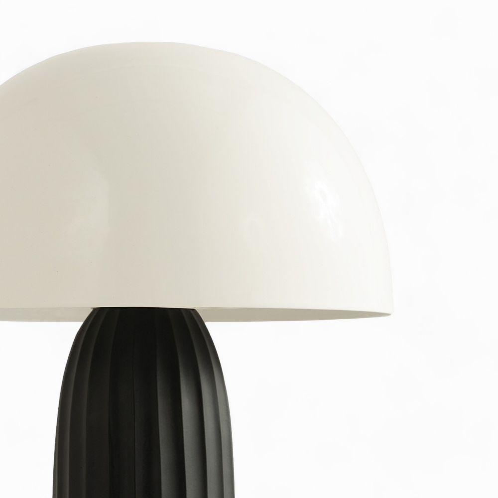 lampe champignon metal blanc noir joy