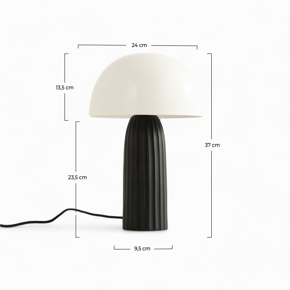 lampe champignon metal joy blanc noir