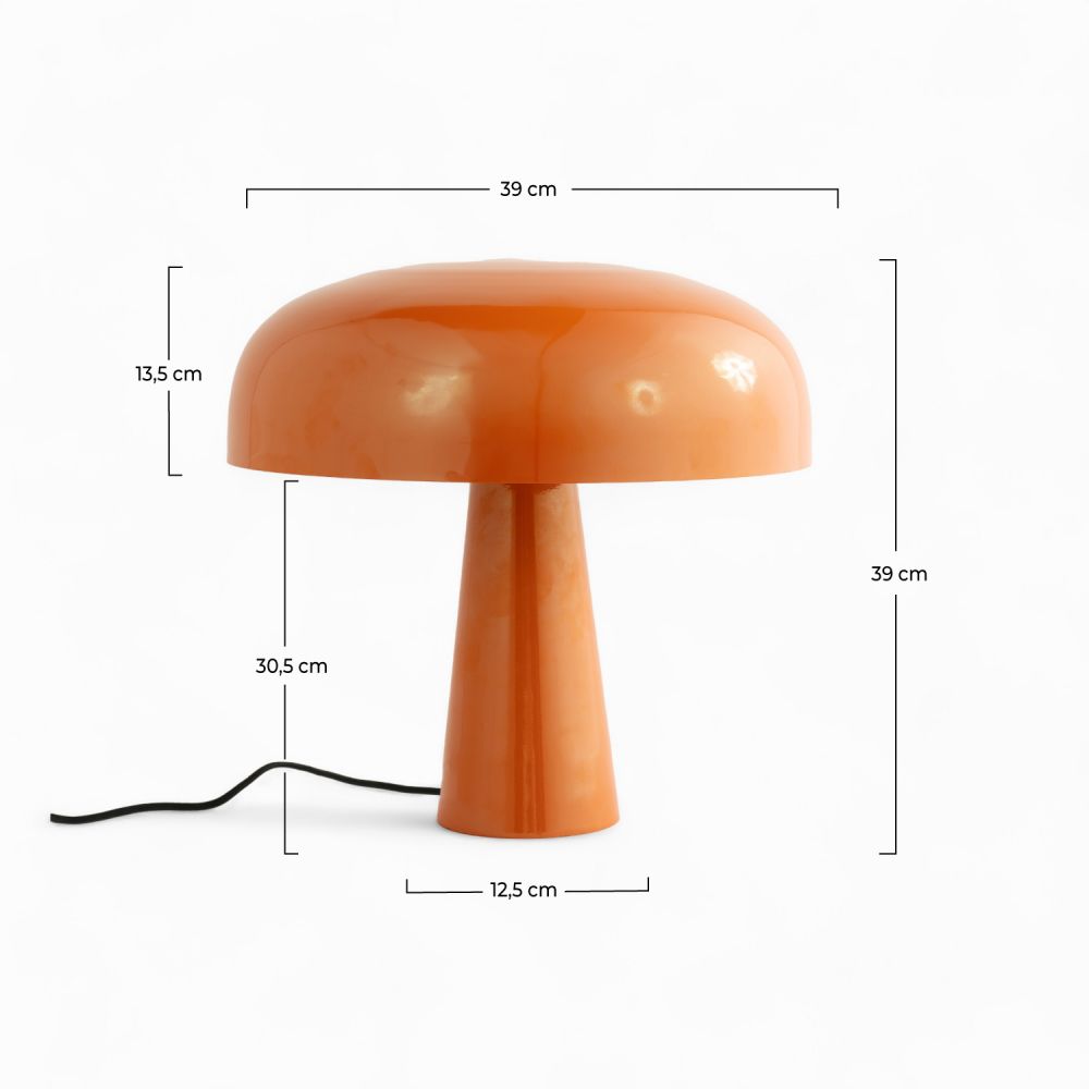 lampe champignon orange metal livia