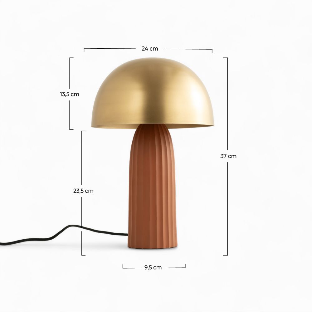 lampe champignon rose doree metal joy