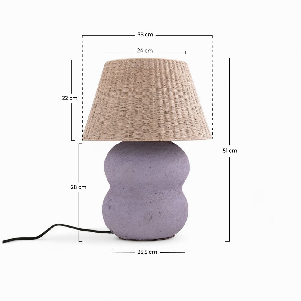 lampe en papier mache mauve nina et jute