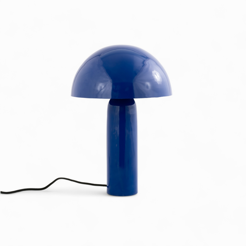 lampe enais en metal bleu champignon