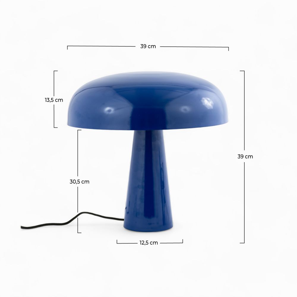 lampe livia champignon en metal bleue fonce