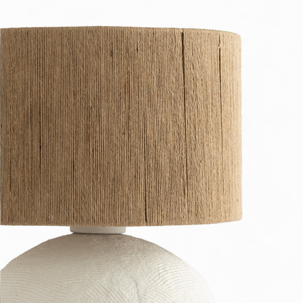 lampe papier mache blanc et jute nina