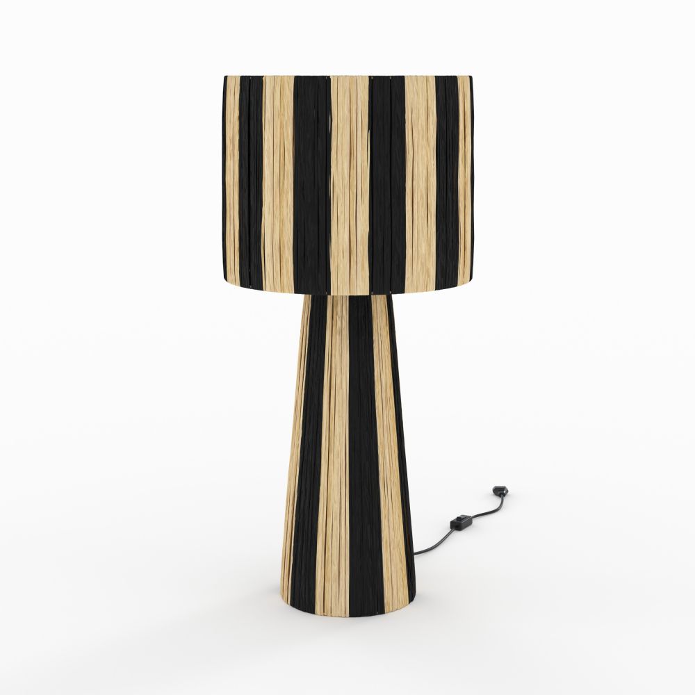 lampe solea grand modele rayee noire en feuille palmier