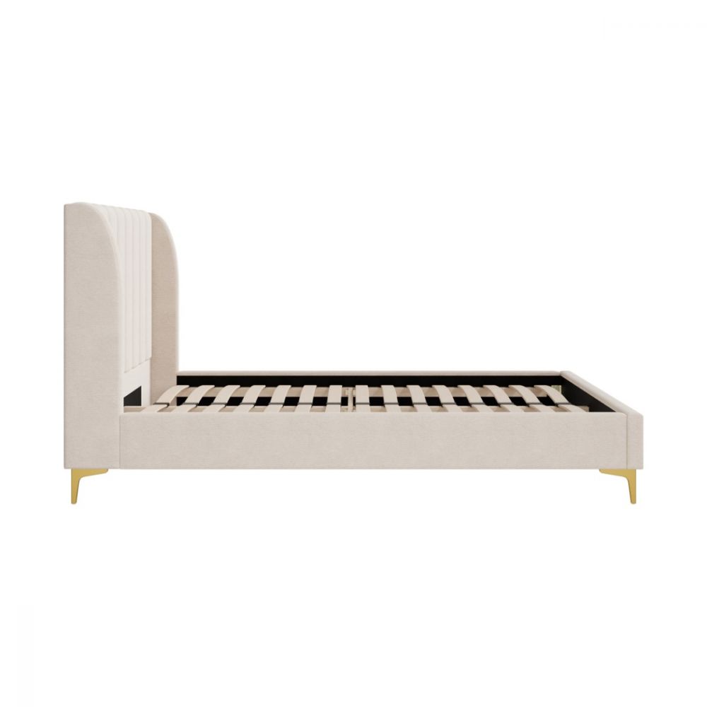lit double 160x200 cm en tissu beige koda