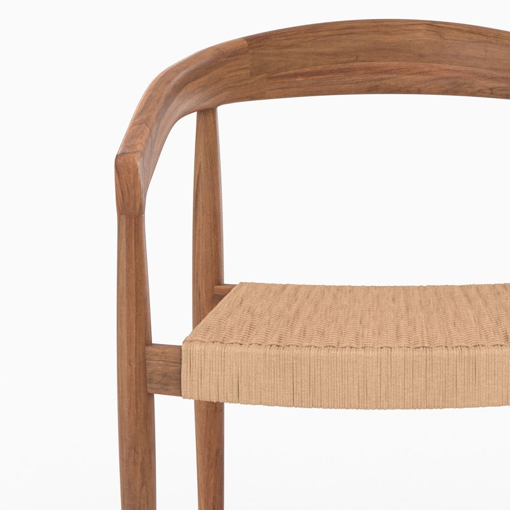 lot 2 chaises bali en bois de teck et corde synthetique